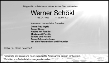 Traueranzeige von Werner Schökl von Neue Presse Coburg
