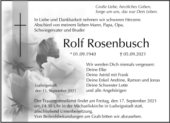 Traueranzeige von Rolf Rosenbusch von Neue Presse Coburg