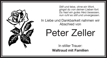 Traueranzeige von Peter Zeller von Frankenpost