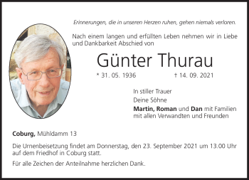 Traueranzeige von Günter Thurnau von Neue Presse Coburg