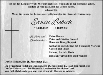 Traueranzeige von Erwin Liebich von Neue Presse Coburg