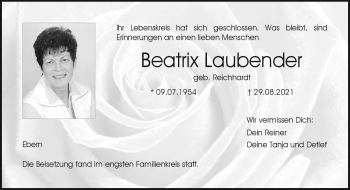 Traueranzeige von Beatrix Laubender von Neue Presse Coburg