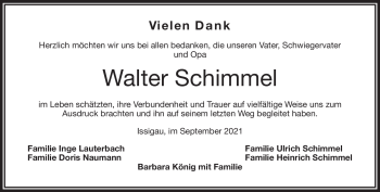 Traueranzeige von Walter Schimmel von Frankenpost