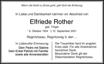 Traueranzeige von Elfriede Rother von Frankenpost