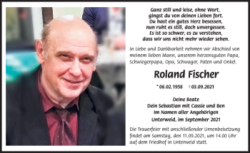 Traueranzeige von Roland Fischer von Südthüringer Presse