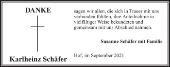 Traueranzeige von Karlheinz Schäfer von Frankenpost