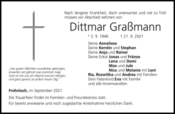 Traueranzeige von Dittmar Graßmann von Neue Presse Coburg