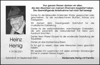 Traueranzeige von Heinz Henig von Neue Presse Coburg