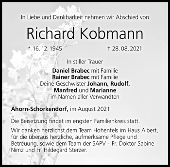 Traueranzeige von Richard Kobmann von Neue Presse Coburg