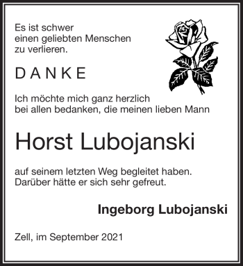 Traueranzeige von Horst Lubojanski von Frankenpost