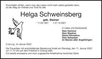 Traueranzeige von Helga Schweinsberg von Neue Presse Coburg