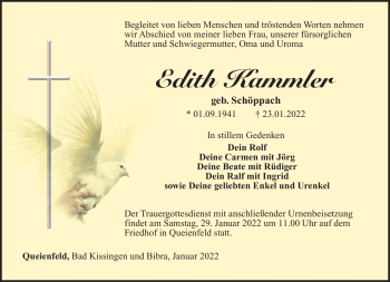 Traueranzeige von Edith Kammler von Südthüringer Presse