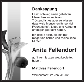 Traueranzeige von Anita Fellendorf von Frankenpost