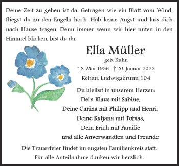 Traueranzeige von Ella Müller von Frankenpost