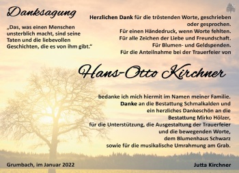 Traueranzeige von Hans-Otto Kirchner von Südthüringer Presse