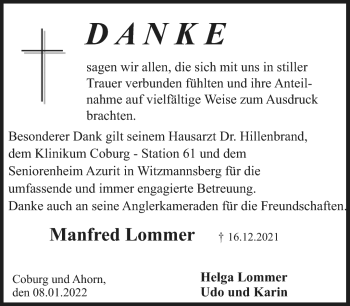 Traueranzeige von Manfred Lommer von Neue Presse Coburg