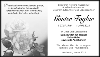 Traueranzeige von Günter Foglar von Südthüringer Presse