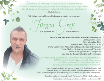 Traueranzeige von Jürgen Groß von Südthüringer Presse