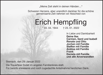 Traueranzeige von Erich Hempfling von Neue Presse Coburg