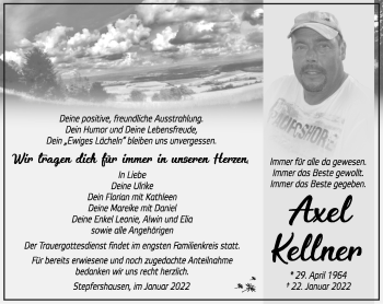 Traueranzeige von Axel Kellner von Südthüringer Presse