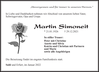 Traueranzeige von Martin Simoneit von Südthüringer Presse