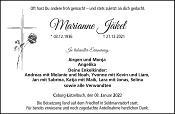 Traueranzeige von Marianne Jäkel von Neue Presse Coburg