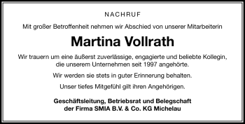 Traueranzeige von Martina Vollrath von Neue Presse Coburg