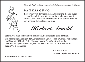 Traueranzeige von Herbert Arnold von Südthüringer Presse
