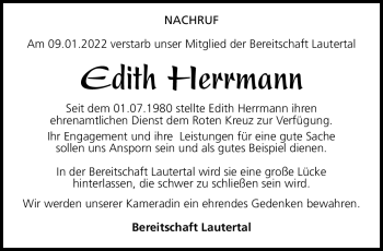 Traueranzeige von Edith Herrmann von Neue Presse Coburg