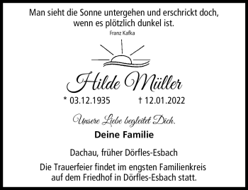 Traueranzeige von Hilde Müller von Neue Presse Coburg