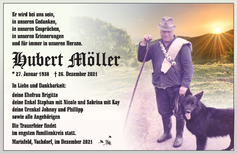  Traueranzeige für Hubert Möller vom 08.01.2022 aus Südthüringer Presse