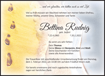 Traueranzeige von Bettina Ruding von Neue Presse Coburg