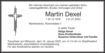Traueranzeige von Martin Dexel von Frankenpost
