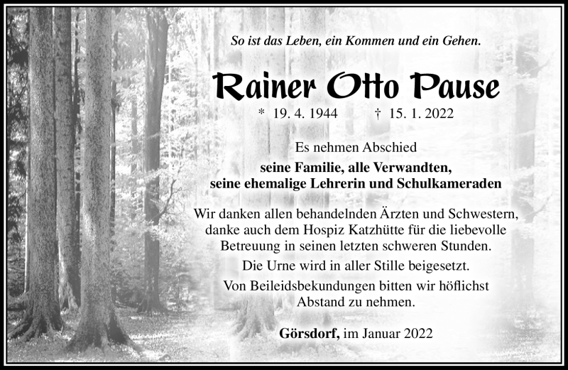 Traueranzeigen von Rainer Pause frankengedenkt.de