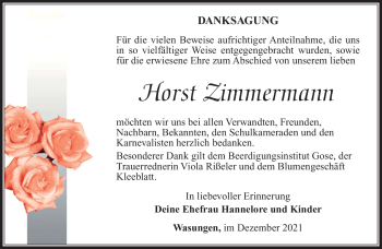 Traueranzeige von Horst Zimmermann von Südthüringer Presse