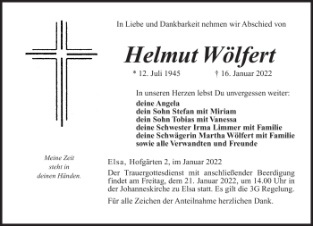 Traueranzeige von Helmut Wölfert von Südthüringer Presse