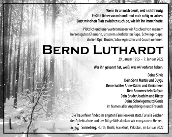 Traueranzeige von Bernd Luthardt von Südthüringer Presse