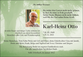 Traueranzeige von Karl-Heinz Otto von Südthüringer Presse