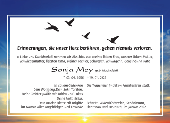 Traueranzeige von Sonja Mey von Südthüringer Presse