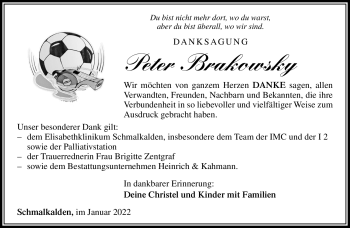 Traueranzeige von Peter Brakowsky von Südthüringer Presse