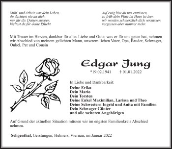 Traueranzeige von Edgar Jung von Südthüringer Presse