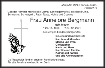 Traueranzeige von Annelore Bergmann von Frankenpost