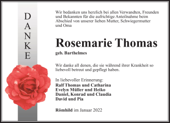 Traueranzeige von Rosemarie Thomas von Südthüringer Presse