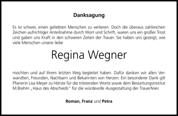 Traueranzeige von Regnina Wegner von Neue Presse Coburg