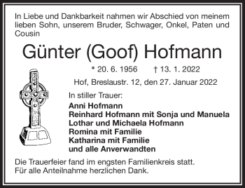 Traueranzeige von Günter Hofmann von Frankenpost