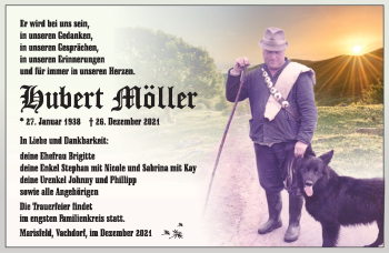 Traueranzeige von Hubert Möller von Südthüringer Presse