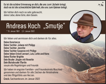 Traueranzeige von Andreas Koch von Südthüringer Presse