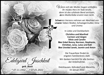 Traueranzeige von Edelgard Juschkat von Südthüringer Presse