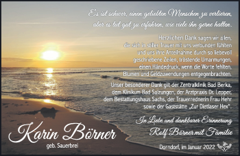Traueranzeige von Karin Börner von Südthüringer Presse