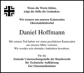 Traueranzeige von Daniel Hoffmann von Frankenpost